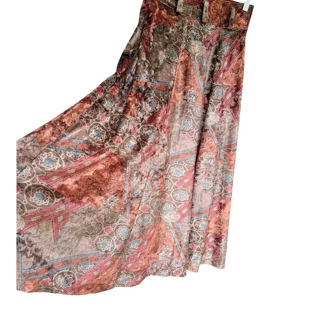 Vintage Kavon Crushed Velvet Midi Skirt Dark Academia Bohemian Small